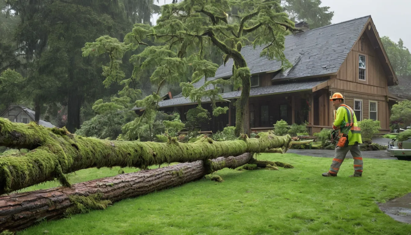 Independent tree provider assessing a fallen tree after a storm near a Wilkeson home
